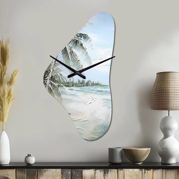 Palm Tree Ocean View Paradise - Asymmetric Metal Wall Clock